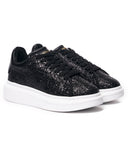 Women's Chunky Crystal Sneakers in Black (2)