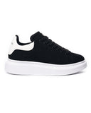 Women’s Chunky Suede Sneakers with Crown in Black and White