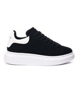 Kadın Taç Detaylı Siyah Beyaz Süet Chunky Sneaker