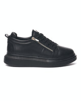 Dames Sneakers met Hoge Zool en Ritsen in Zwart