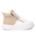 Men’s High Top Sneakers Designer Zipper Shoes Cream-White