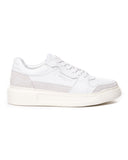 White Leather Chunky Sneaker With Suede Detail (2)