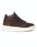 Men's Smart Casual High Top Brown Leather Sneakers