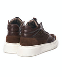 Men's Smart Casual High Top Brown Leather Sneakers (3)