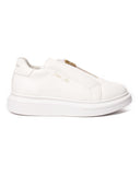 Men's Chunky Slip on Sneakers Zipper Shoes White