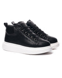 Men’s High Top Sneakers Shoes Black-White (2)