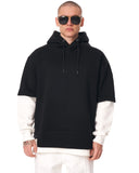 Men's Oversized Half Sleeve Detailed Hoodie Black&White (2)