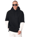 Men's Oversized Half Sleeve Detailed Hoodie Black&White (11)