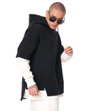 Men's Oversized Half Sleeve Detailed Hoodie Black&White