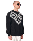 Men's Oversized Basic Sweatshirt Ethnic Designer Black