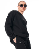 Men's Oversized Signature Detail Black Sweatshirt and Shorts Suit (7)
