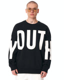 Men's Oversized Embroidery Detail Black Sweatshirt
