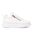 Chunky Sneakers Gold Zipper Designer Shoes White (2)