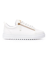 Hommes Bas Sneakers Fermeture éclair Dorée Designer Basket Blanc