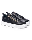 Men's Low Top Sneakers Gold Zipper Designer Shoes Black (2)