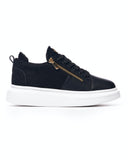Black and White Chunky Gold Zipper Sneakers For Men