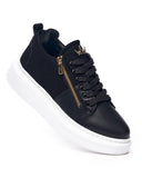 Black and White Chunky Gold Zipper Sneakers For Men (4)