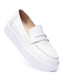Men's Chunky Leather Loafers in White (5)