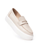 Men's Chunky Leather Loafers in Beige and White (4)