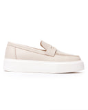 Men's Chunky Leather Loafers in Beige and White