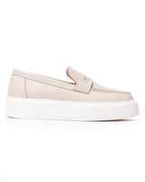 Chunky Herren Leder Loafer in Beige und Weiß