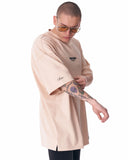 Men's Oversized Martin Valen Sleeve and Chest 3D Printed Beige Heavy T-Shirt (15)