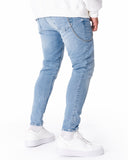 Men's Designer Ice Blue Stoned Jeans With Chain (2)
