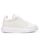 Heren Designer Ademende Mesh Sneakers in Wit