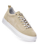 Men’s Low Top Genuine Leather Sneakers Shoes Beige (4)
