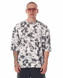 Men's Oversize T-Shirt Round Neck Tie Dye Grey & White