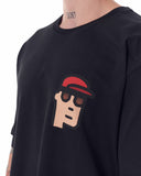 Men's Printed Oversized Black T-shirt (3)