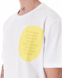 Men's Yellow Text Printed Oversized White T-shirt (3)