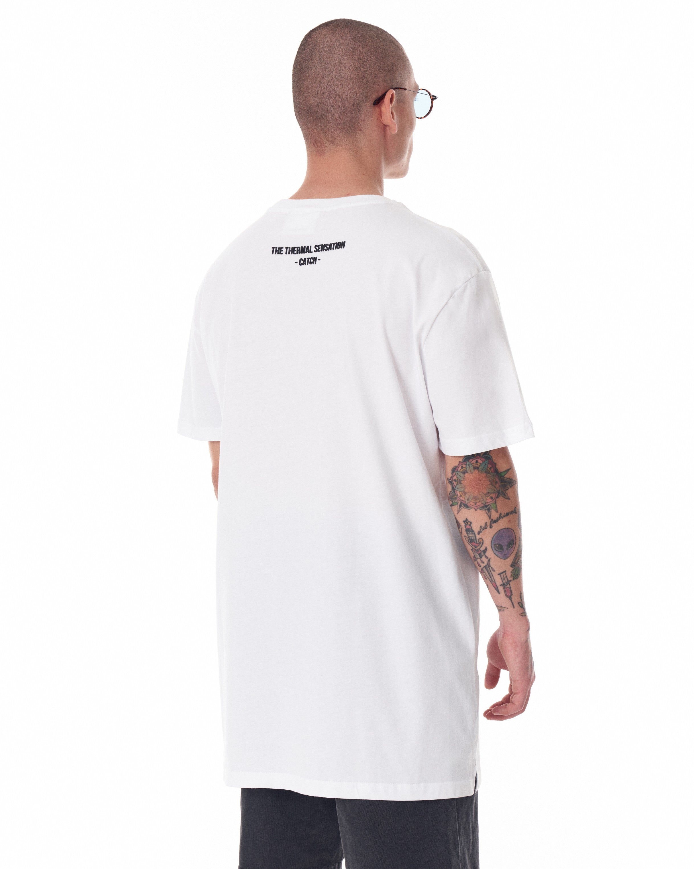 Men's Yellow Text Printed Oversized White T-shirt | Martin Valen