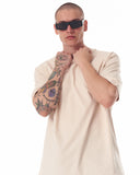 Men's Embossed Back Printed Oversized Beige T-shirt (8)