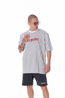 Men's Line Detail Applique Embroidered Oversized White T-shirt (5)