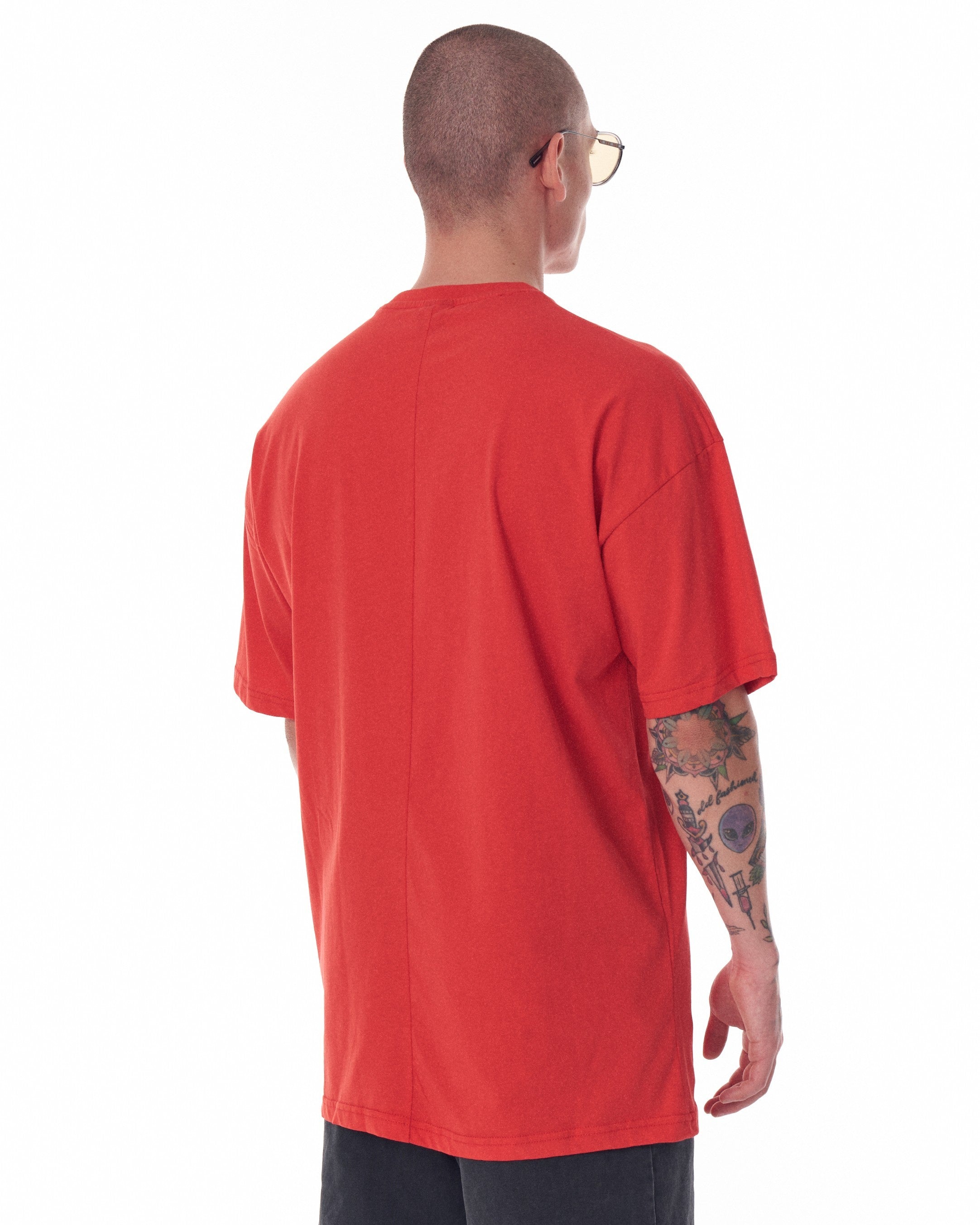 Men's Front Text Printed Oversized Red T-shirt | Martin Valen