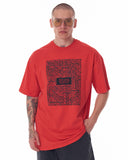Men's Front Text Printed Oversized Red T-shirt (5)