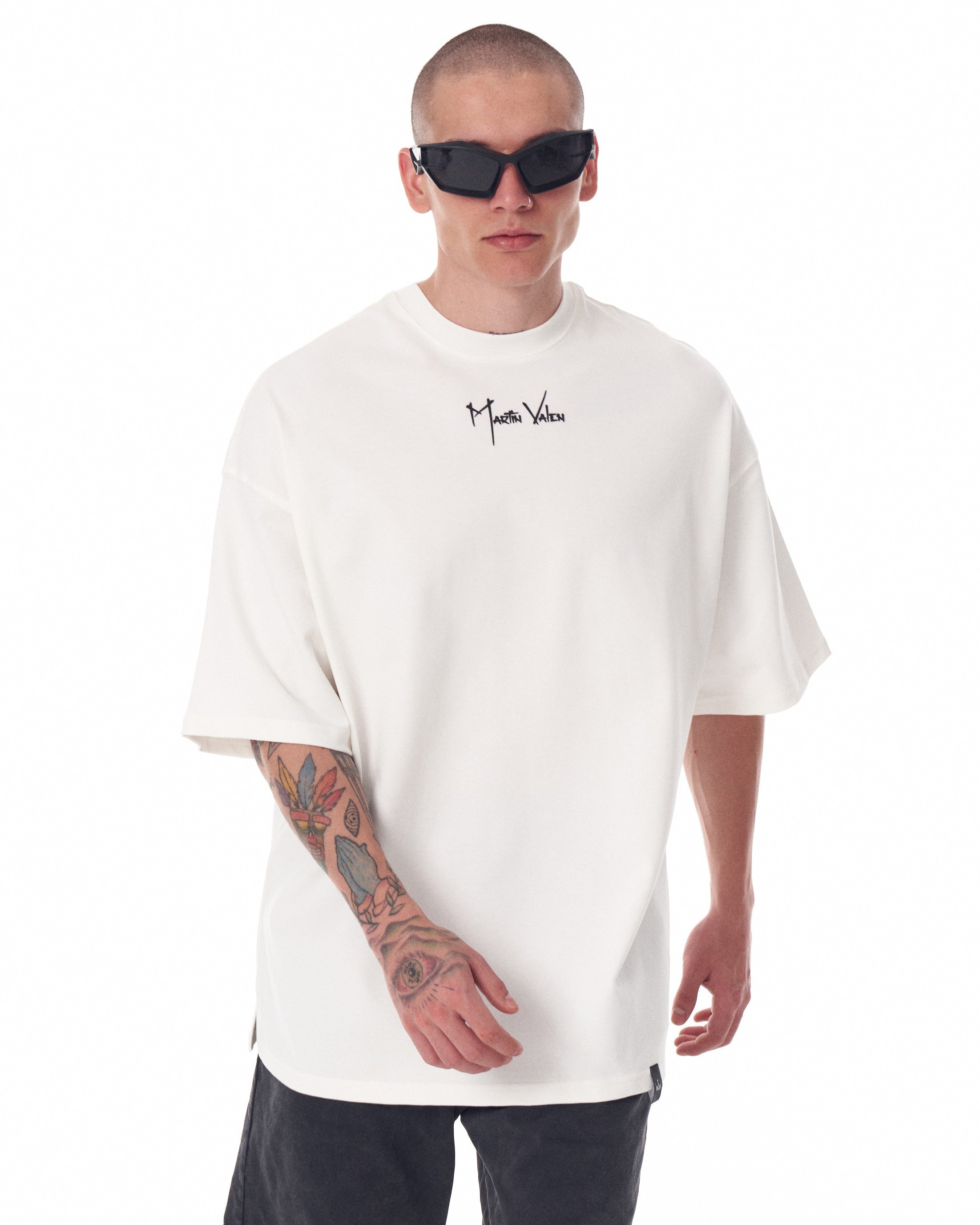 Men's Oversized Martin Valen 3D Printed White Heavy T-Shirt