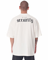 Weißes, schweres T-Shirt mit übergroßem Siebdruck auf der Rückseite für Herren
