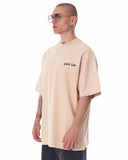 Men's Oversized Chest 3D Printed Back Transfer Printed Beige Heavy T-Shirt (5)