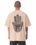 Men's Oversized Chest 3D Printed Back Transfer Printed Beige Heavy T-Shirt (4)