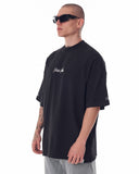 Men's Oversized Chest Sleeve and Back 3D Printed Black Heavy T-Shirt (2)