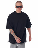 Men's Oversized Back Screen Printed Black Heavy T-Shirt (6)