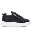 Men’s Stitch Zipper Sneakers Shoes Black