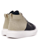 Men’s High Top Sneakers Designer Zipper Shoes Cream-Black (3)