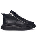 Men’s High Top Sneakers Designer Zipper Shoes Black