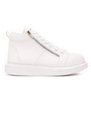 Men’s High Top Sneakers Designer Zipper Shoes White