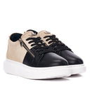 Chunky Sneakers Designer Zipper Shoes Cream-Black (3)