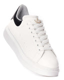 Women's Crowned Chunky Sneakers Shoes White-Black (4)