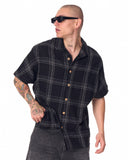 Men's Woven Sile Fabric Oversized Black Shirt (8)